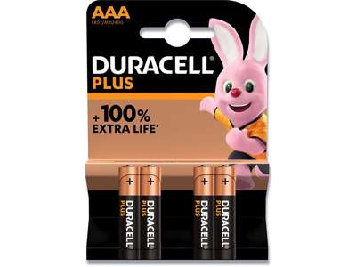 Batteri, AAA, 1.5 V, 4 stk, Duracell Plus Power