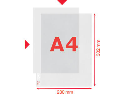 Plastlomme, A4, Åben top og venstre side, 0.115 mm, 10 stk, Esselte 