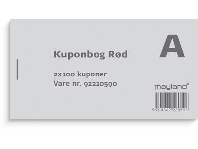 Kuponbog, Rød, 1 bog, 2x100 kuponer, Mayland 