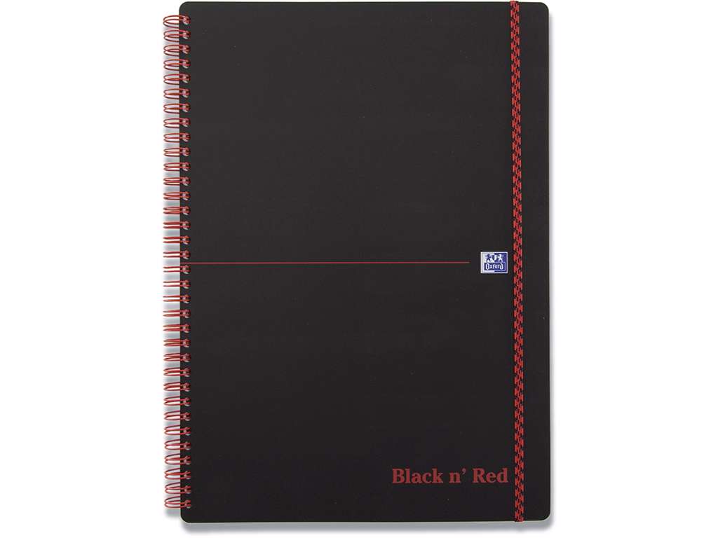 Notesblok, A4, Linjeret, Sort-rød, Oxford Black n´Red Scribzee