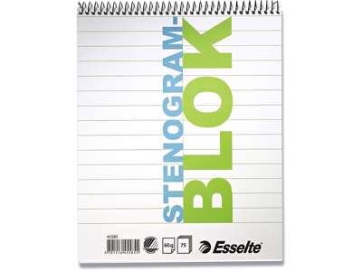 Notesblok, 16.5x20.5 cm, Linjeret, Hvid, Esselte Stenogram