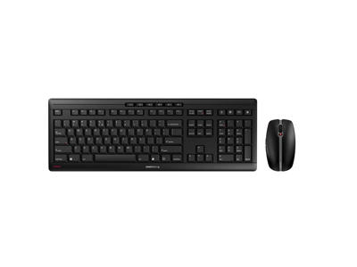 CHERRY Stream Desktop Recharge tastatur Mus inkluderet Universel RF trådløst QWERTY Engelsk Sort