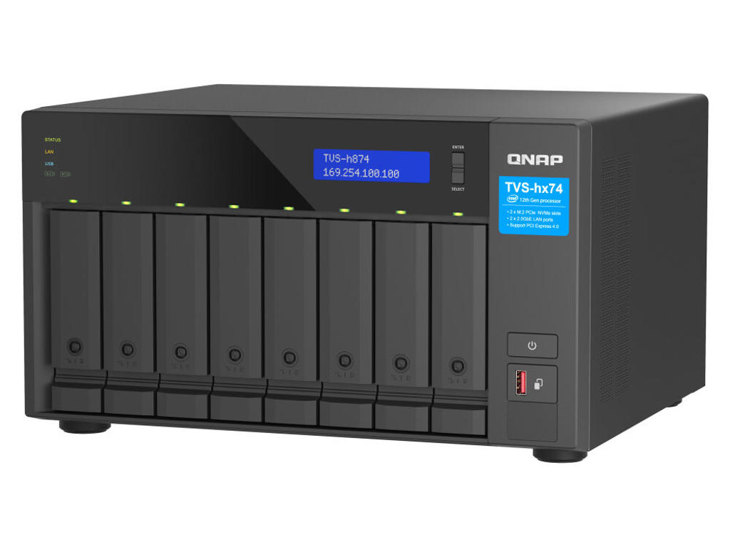 QNAP TVS-H874T-I9-64G NAS & lagringsserver Tower Intel® Core™ i9 64 GB DDR4 HDD QNAP QTS Sort