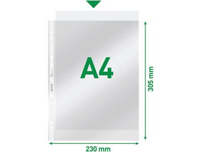 Plastlomme, A4, Åben top, 0.075 mm, 100 Stk, Leitz 